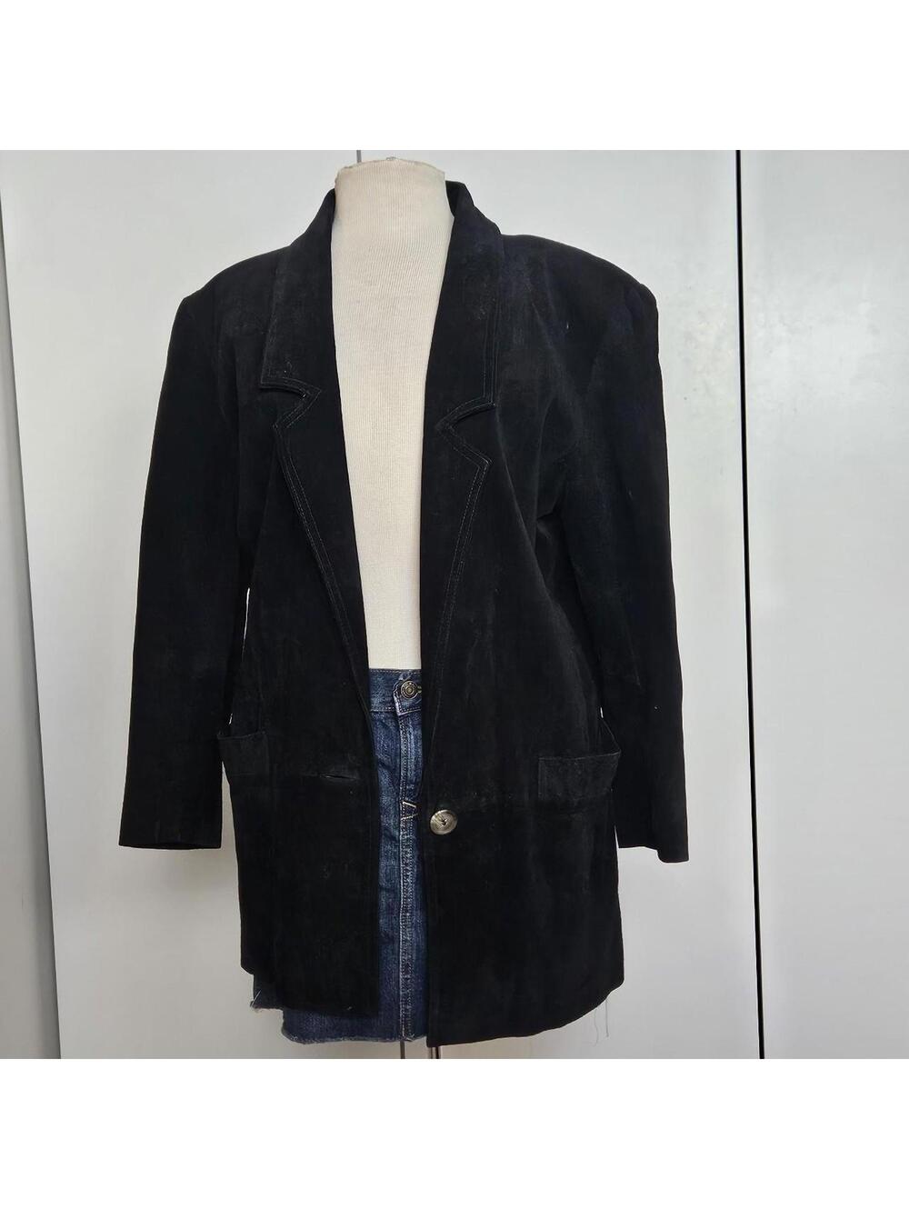 Vintage Long Line Black suede blazer, bloomingdales,